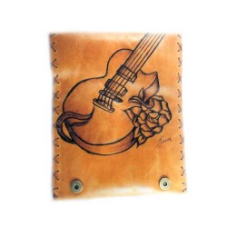 Καπνοθήκη Δερμάτινη Πυρογραφία Κιθάρα